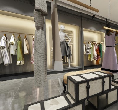 现代高级灰服装店3D模型下载